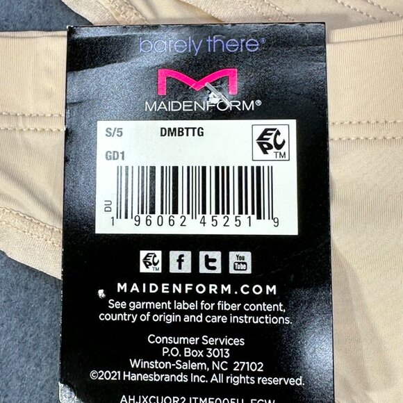 Maidenform Womens Size Small 5 Panty Thong Barely There Invisible Look Beige New - Picture 4 of 9